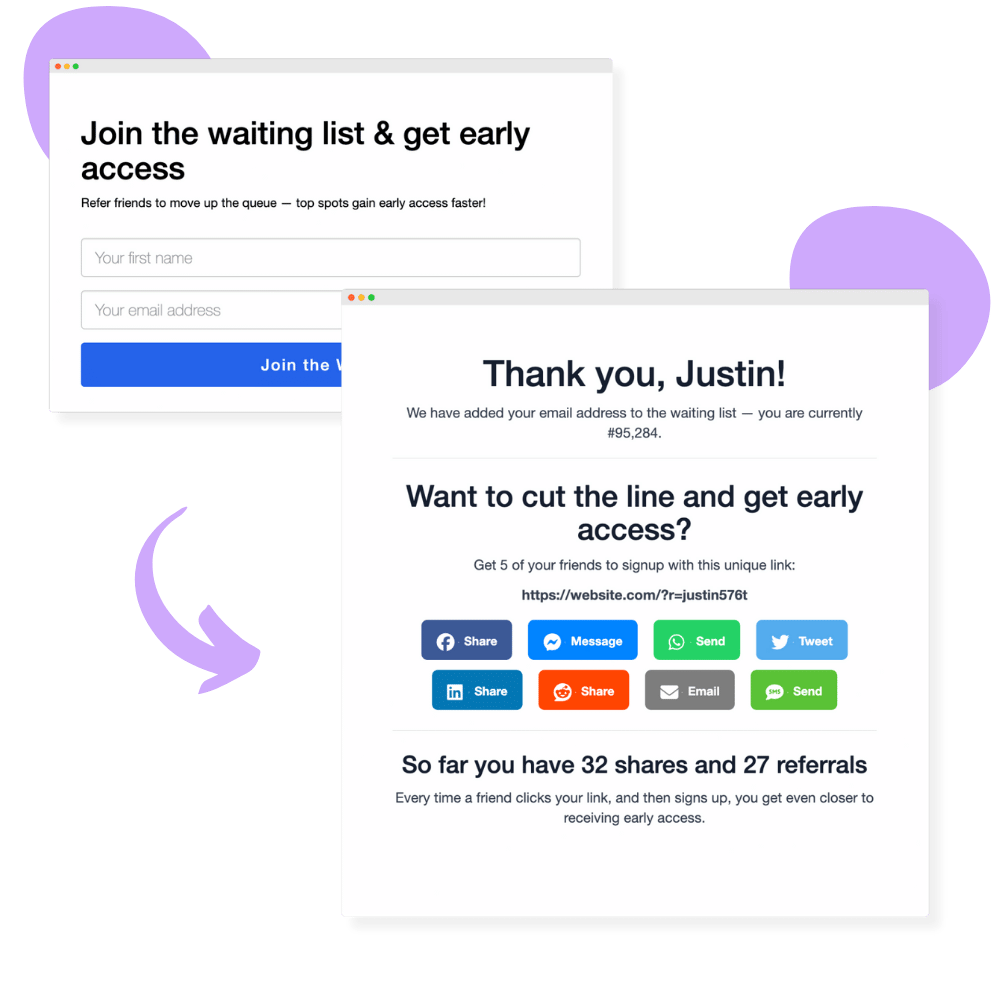 Viral waitlist encourages referring friends